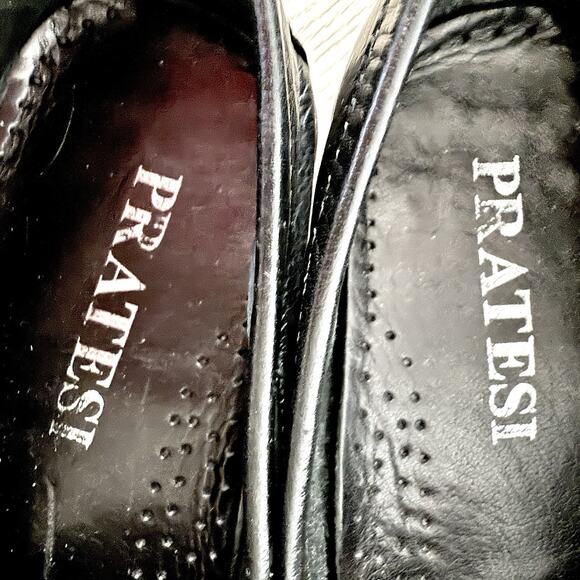 Pratesi Vintage Woven Leather Loafers BlackShoes Made In Italy Mens 9.5 Or EU 42 main image 6